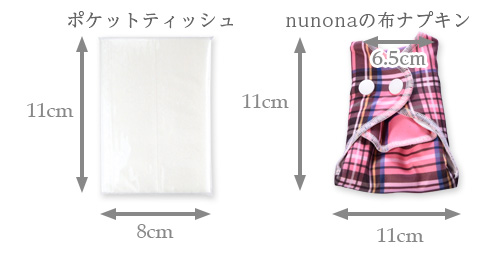 布ナプキンのサイズ比較