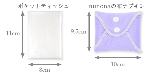布ナプキンのサイズ比較