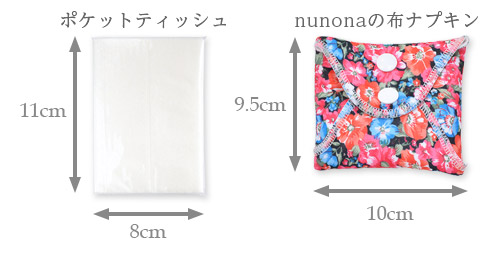 布ナプキンのサイズ比較