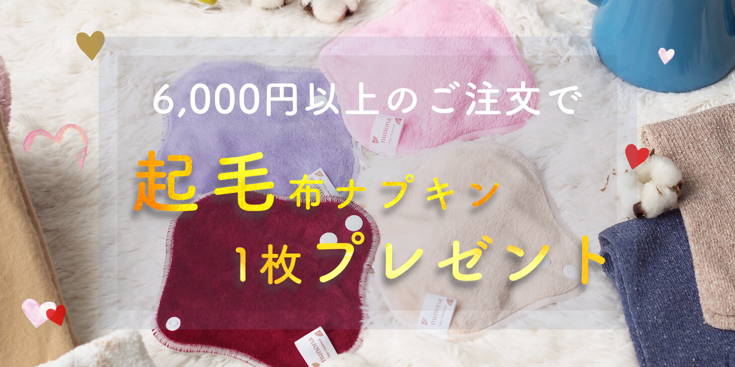 6000円以上購入で起毛布ナプ1枚プレゼント